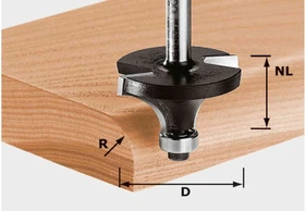 Festool HW S8 D16.7/R2 KL Abrundfräser, (R1)2x(D)16.7x9x49mm, 1 Stück