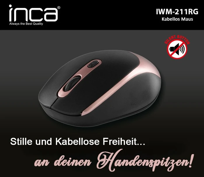 Inca IWM-211RG Silent Wireless Mouse schwarz/rosegold, USB