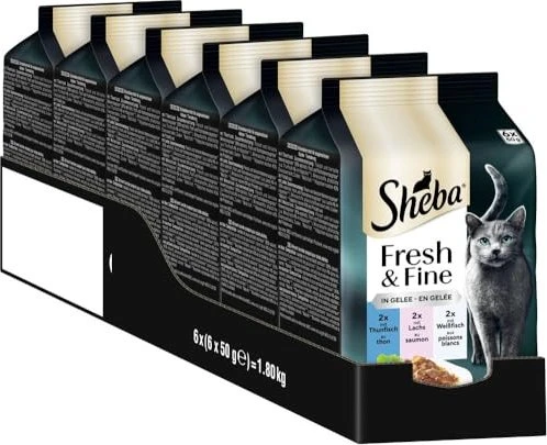 Sheba Fresh und Fine Multipack in Gelee Fisch Variation, 300g (6x 50g)