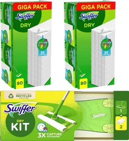Swiffer Trocken Wischtücher Nachfüllpack, 80 Stück (2x 40 Stück)