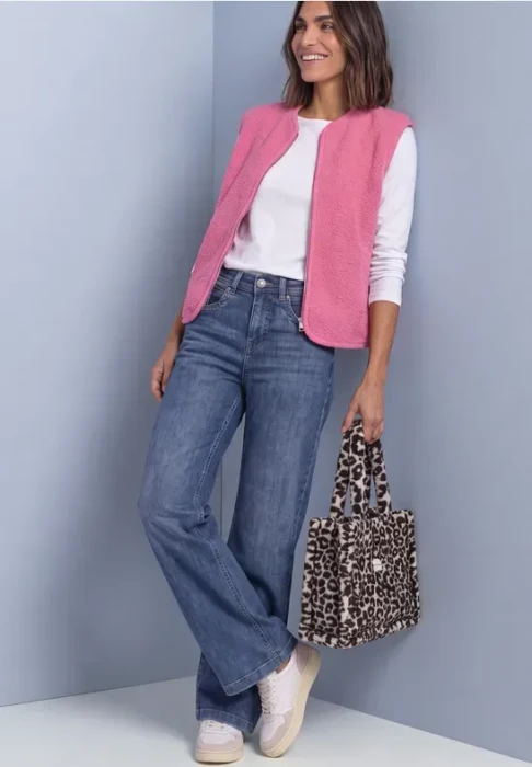 Street One Teddy mit Zipper und Corddetails Weste warm blush (Damen)