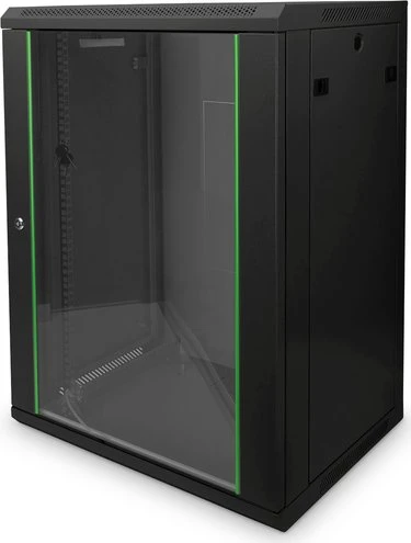 Digitus Professional Dynamic Basic Serie Wandschrank 16HE, Sicherheitsglastür, IP2X, schwarz, 450mm tief
