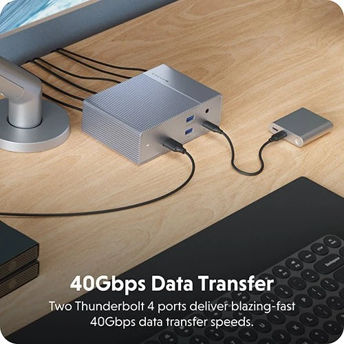 Targus HyperDrive GEN2 14-Port Thunderbolt 3 Docking Station, Multiport-Adapter, grau, Thunderbolt 3 [Buchse]