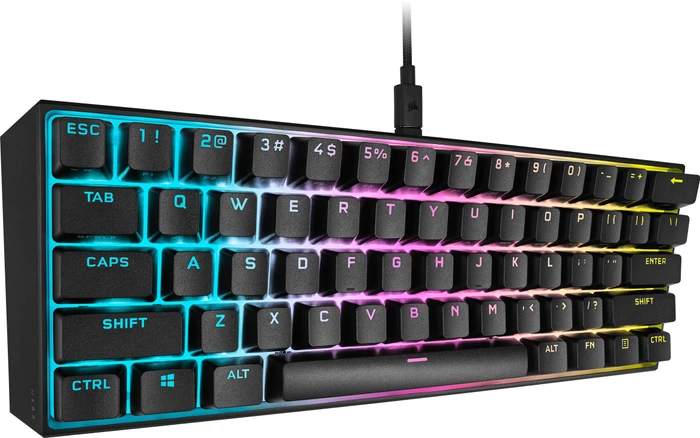 Corsair Gaming K65 RGB Mini, 60%, schwarz, MX SPEED RGB Silver, USB, DE