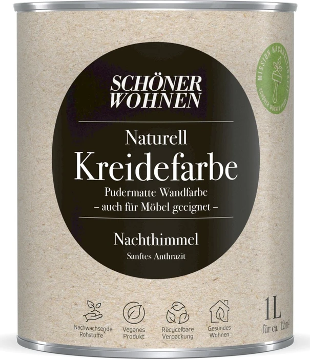Schöner Wohnen Naturell Kreidefarbe innen nachthimmel sanftes anthrazit, 1l