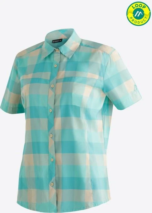 Maier Sports Kendra Hemd kurzarm turquoise check (Damen)
