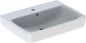 Geberit Renova Plan Aufsatzwaschtisch 65cm, Hahnloch mittig, mit Überlauf, weiß/KeraTect