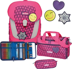 Scout Sunny II DIN Neon Safety Pink Glow Schultaschen-Set, 4-tlg.