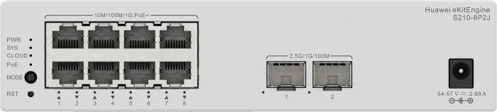 Huawei eKit SME Network eKitEngine S210 Series Desktop Gigabit Managed Switch, 8x RJ-45, 2x SFP, 128W PoE+
