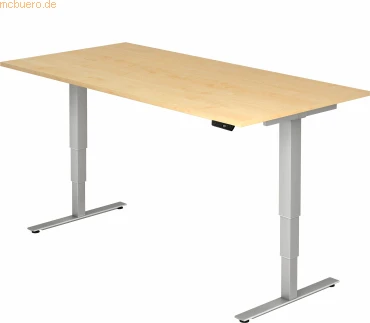 Hammerbacher Ergonomic Aktiv XDSM2E/3/S elektrisch höhenverstellbarer Sitz-Steh-Schreibtisch 200x100cm Ahorn/silber