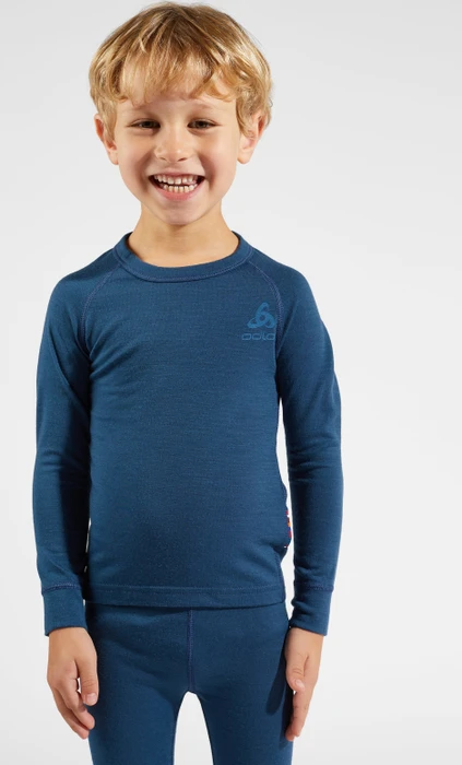Odlo Natural Merino 200 Base Layer Set blue wing teal (Junior)