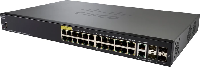 Cisco SG350 Rackmount Gigabit Managed Switch, 24x RJ-45, 2x SFP, 2x RJ-45/SFP, 382W UPoE