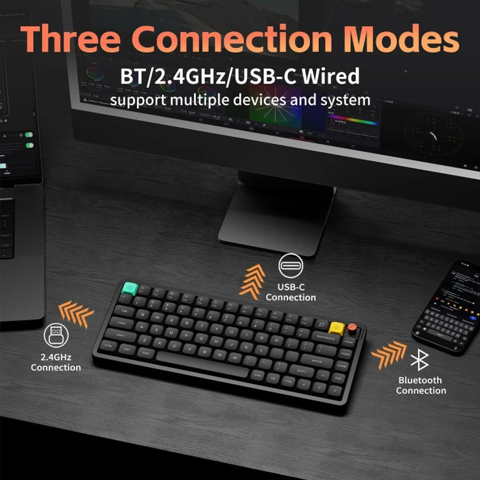 NuPhy Air75 V3 Mac/PC, Nebula Dark, schwarz, hot-swap, Low-Profile Blush nano, USB/Bluetooth, US