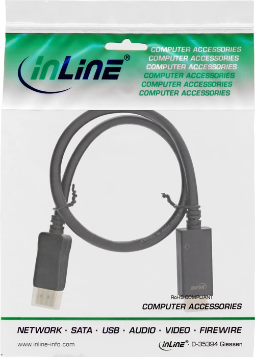 InLine DisplayPort 1.2/HDMI Adapterkabel 4k/60Hz schwarz, 0.5m
