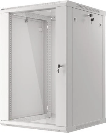 Lanberg WF01 Series 19" Wandschrank 18HE, hängend, Flatpack, Glastür, IP20, RAL 7035, 600mm tief