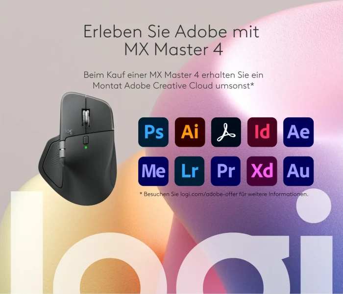 Logitech MX Master 4 Combo for Windows, Graphite, dunkelgrau, Logi Bolt, USB/Bluetooth, DE