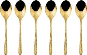 Sambonet Venezia Edelstahl PVD Mokkalöffel gold, 6 Stück