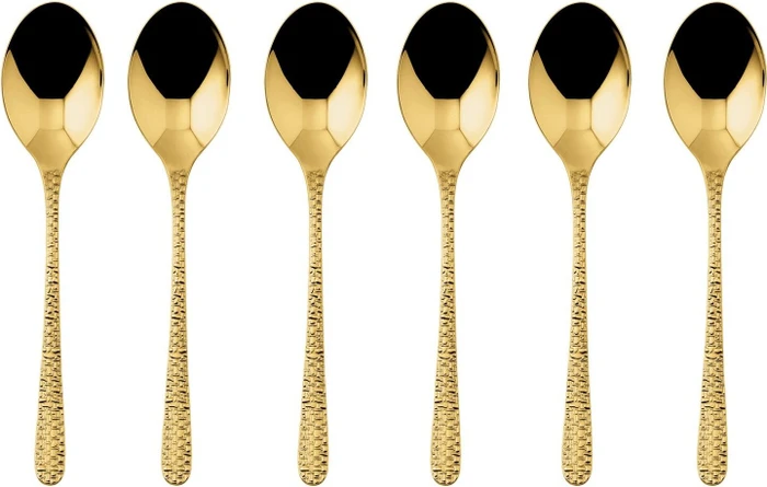 Sambonet Venezia Edelstahl PVD Mokkalöffel gold, 6 Stück