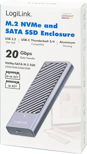 LogiLink externes Gehäuse, M.2 NVMe SSD, USB-C 3.2