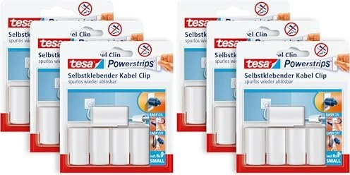 tesa Powerstrips Kabel-Clip weiß, 5 Stück