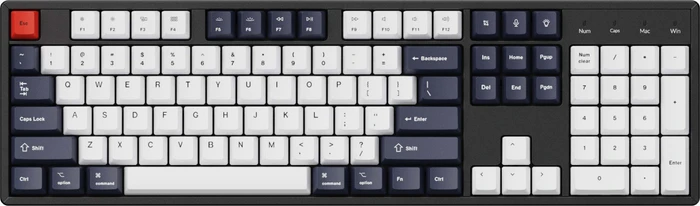 Keychron OEM Dye-Sub Keycap-Set Bluish Black White - Version B, Kunststoff (PBT), Bluish Black White, weiß/schwarz/blau, 114 Tasten, ANSI-US