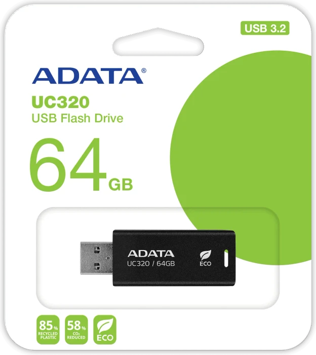 ADATA UC320 64GB schwarz, USB-A, USB 3.2 Gen 1×1