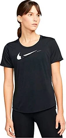 Nike Dri-FIT Swoosh Run Laufshirt kurzarm schwarz/weiß (Damen)