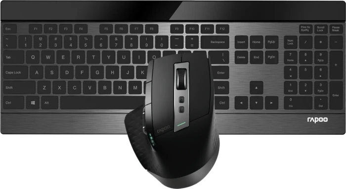 Rapoo 9900M Multi-mode Wireless Desktop Set, schwarz, USB/Bluetooth, UK