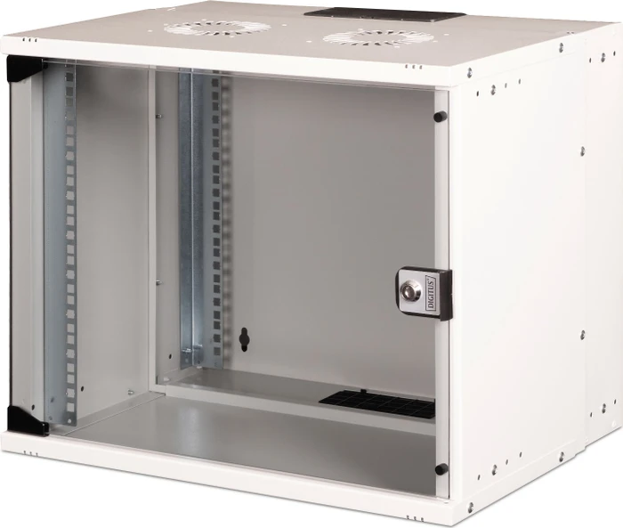 Digitus Professional SoHo Pro Line 19" Wandgehäuse 9HE, unmontiert, Sicherheitsglastür, IP20, RAL 7035, 400mm tief