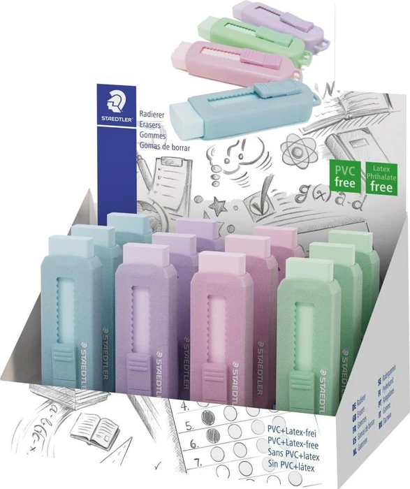 Staedtler Radierer mit Kunststoffhülse pastell, versch. Farben