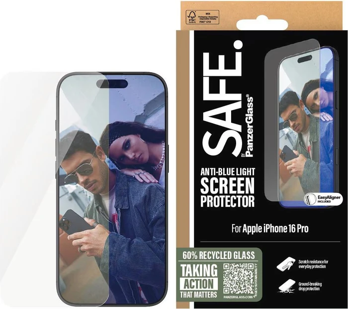 PanzerGlass Safe Anti-Blue Light Screen Protector Ultra-Wide Fit für Apple iPhone 16 Pro