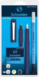 Schneider Ceod Shiny Füllfeder und Kugelschreiber-Set, blau, 9 Stück