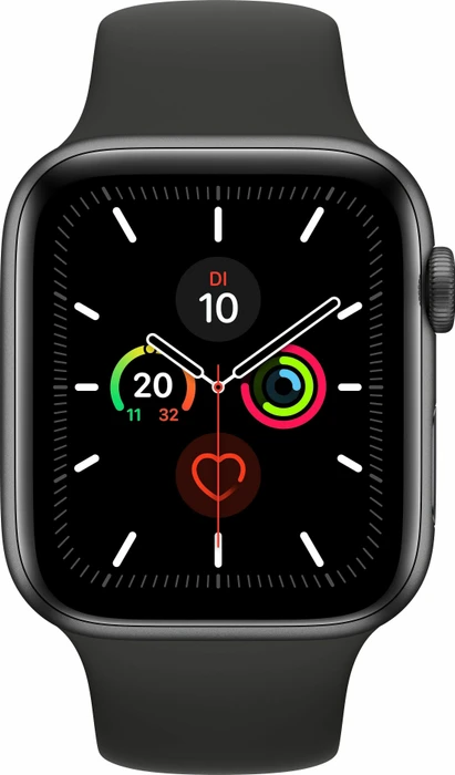 Apple Watch Series 5 (GPS + Cellular) 44mm Aluminium space grau mit Sportarmband schwarz