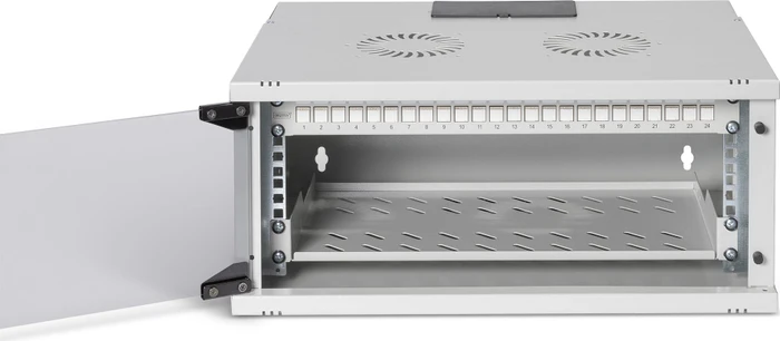 Digitus Professional SoHo Pro Line 19" Wandgehäuse SET 4HE, unmontiert, Sicherheitsglastür, IP20, RAL 7035, 400mm tief