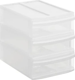 Rotho Tower S Systemix Schubladenbox, 3 Schubladen, transparent