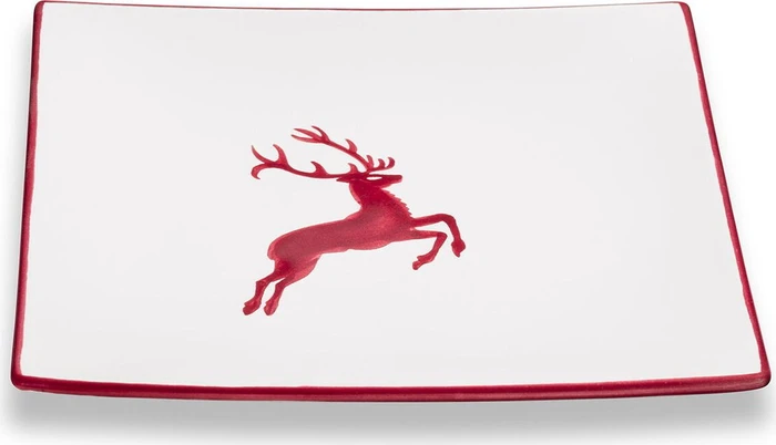 Gmundner Keramik Bordeauxroter Hirsch Dessertteller Trend 20x20cm