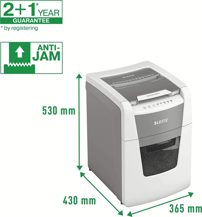 Leitz IQ Autofeed Small Office 100 P5, 2x15mm, weiß/grau