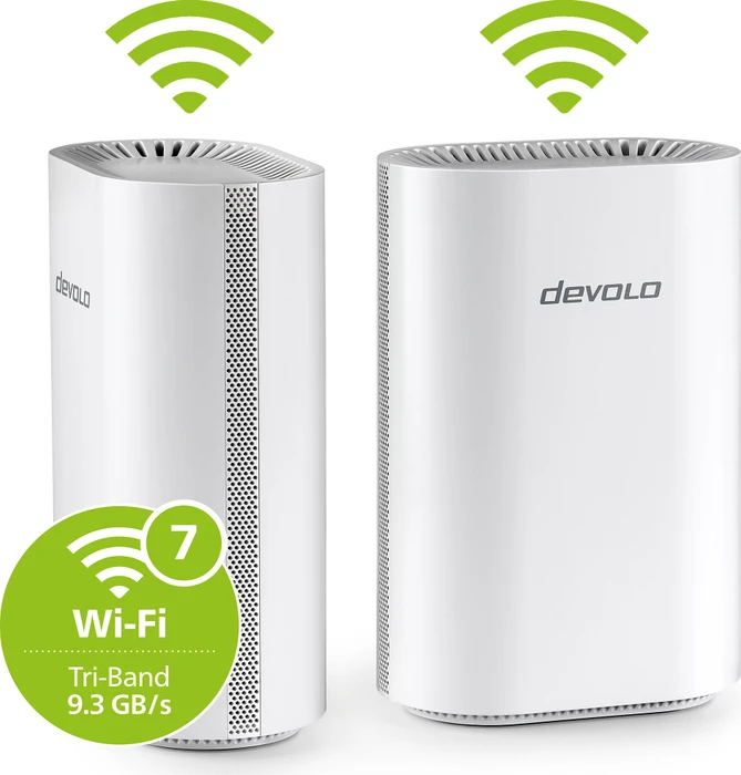 devolo WiFi 7 Mesh BE9300, Router und Access Point Set, 2er-Bundle