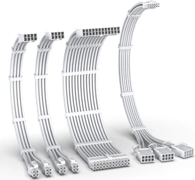 EZDIY-FAB 12VHPWR Cable Kit, 1x 24-Pin, 2x 4/8-Pin ATX, 1x 12VHPWR/3x 8-Pin PCIe, 16AWG, weiß