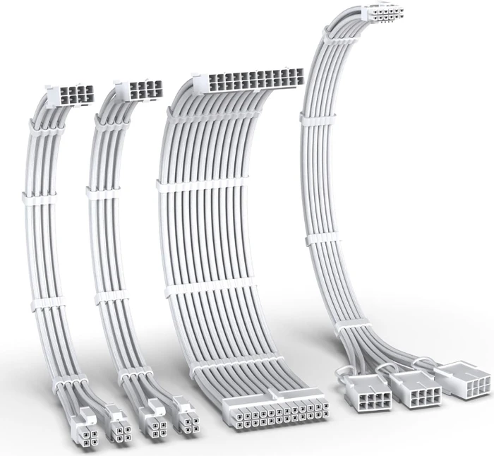 EZDIY-FAB 12VHPWR Cable Kit, 1x 24-Pin, 2x 4/8-Pin ATX, 1x 12VHPWR/3x 8-Pin PCIe, 16AWG, weiß
