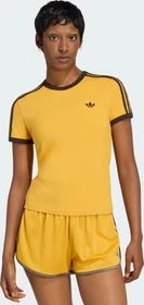 adidas 3-Streifen Slim T-Shirt kurzarm preloved yellow/aurora coffee (Damen)