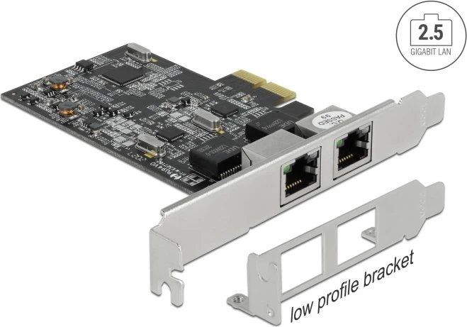 DeLOCK 2.5G LAN-Adapter, 2x RJ-45, PCIe 2.1 x2