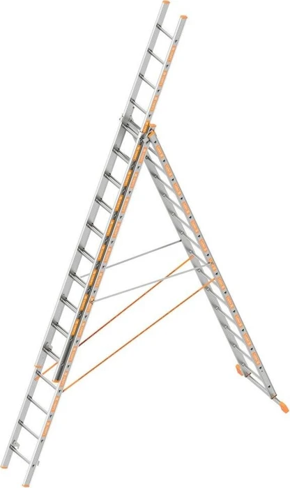 Layher Topic 1040 Alu 3-tlg. Teleskop-Mehrzweckleiter, 3x 14 Stufen