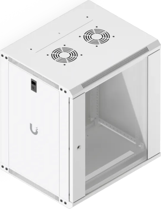 Ubiquiti 12U Rack Cabinet, 19" Wandgehäuse 12HE, Glastür, weiß, 450mm tief