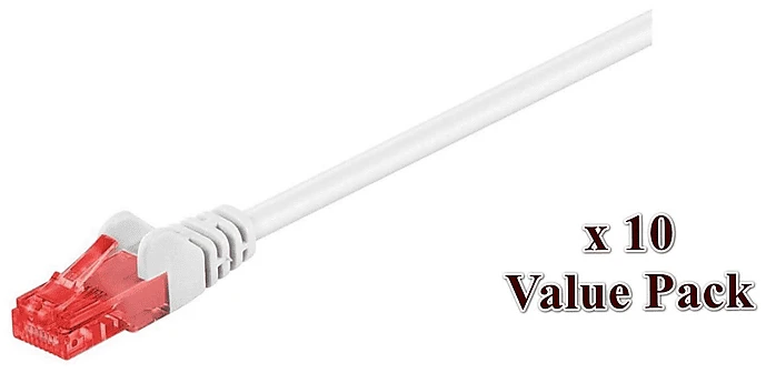MicroConnect Patchkabel, Cat6, U/UTP, RJ-45/RJ-45, 0.5m, weiß, 10er-Pack