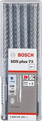 Bosch Professional SDS-plus-7X Hammerbohrer, 6x100x165mm, 30 Stück