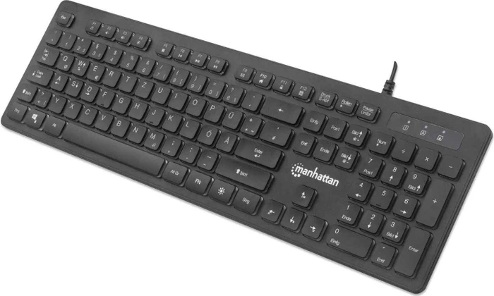 Manhattan Ultraflache Gaming-Tastatur, LEDs RGB, schwarz, USB, DE