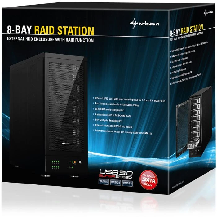 Sharkoon 8-Bay RAID-Station, USB-B 3.0/eSATA