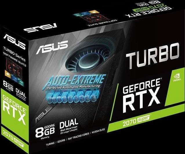 ASUS Turbo GeForce RTX 2070 SUPER EVO, TURBO-RTX2070S-8G-EVO, 8GB GDDR6, HDMI, 3x DP