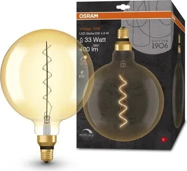 Osram Ledvance Filament LED Vintage 1906 Globe 200 4.8W/822 E27 DIM